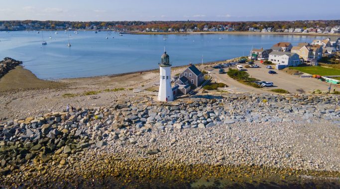 Aerial View of Scituate Light in Scituate, Massachusetts